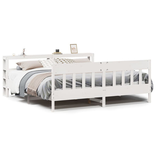 vidaXL Bed Frame without Mattress White 200x200 cm Solid Wood Pine