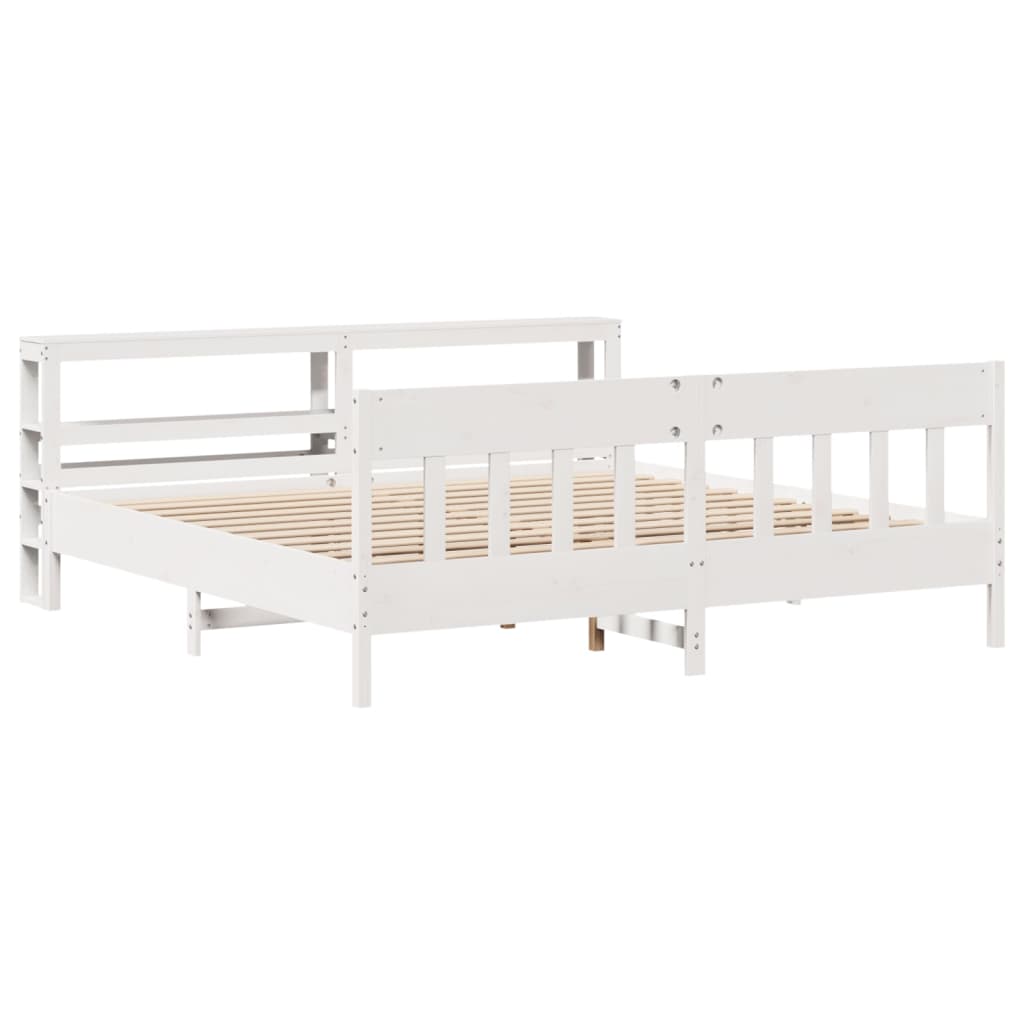 vidaXL Bed Frame without Mattress White 180x200 cm Super King Solid Wood Pine