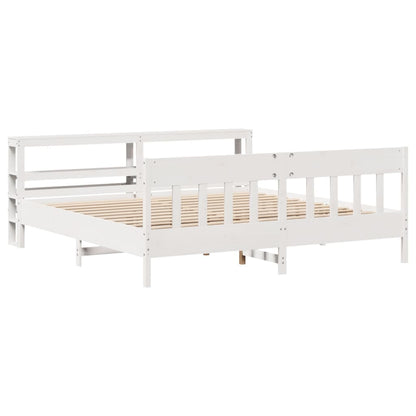vidaXL Bed Frame without Mattress White 180x200 cm Super King Solid Wood Pine