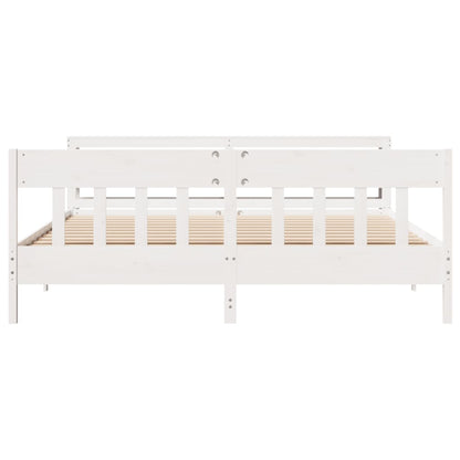 vidaXL Bed Frame without Mattress White 180x200 cm Super King Solid Wood Pine