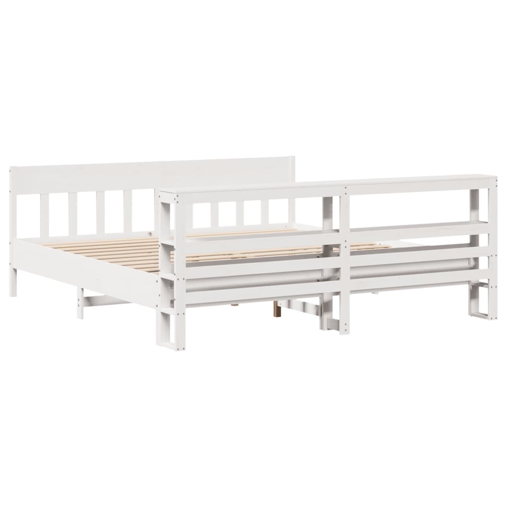 vidaXL Bed Frame without Mattress White 180x200 cm Super King Solid Wood Pine