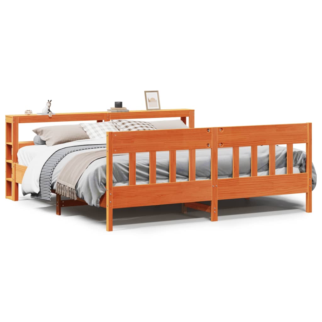 vidaXL Bed Frame without Mattress Wax Brown 180x200 cm Super King Solid Wood Pine