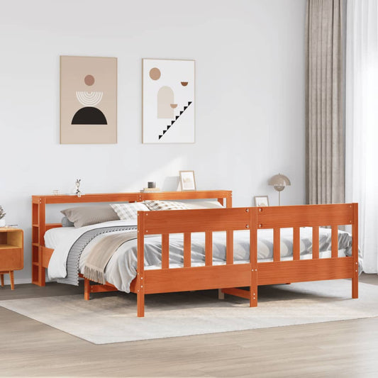 vidaXL Bed Frame without Mattress Wax Brown 180x200 cm Super King Solid Wood Pine