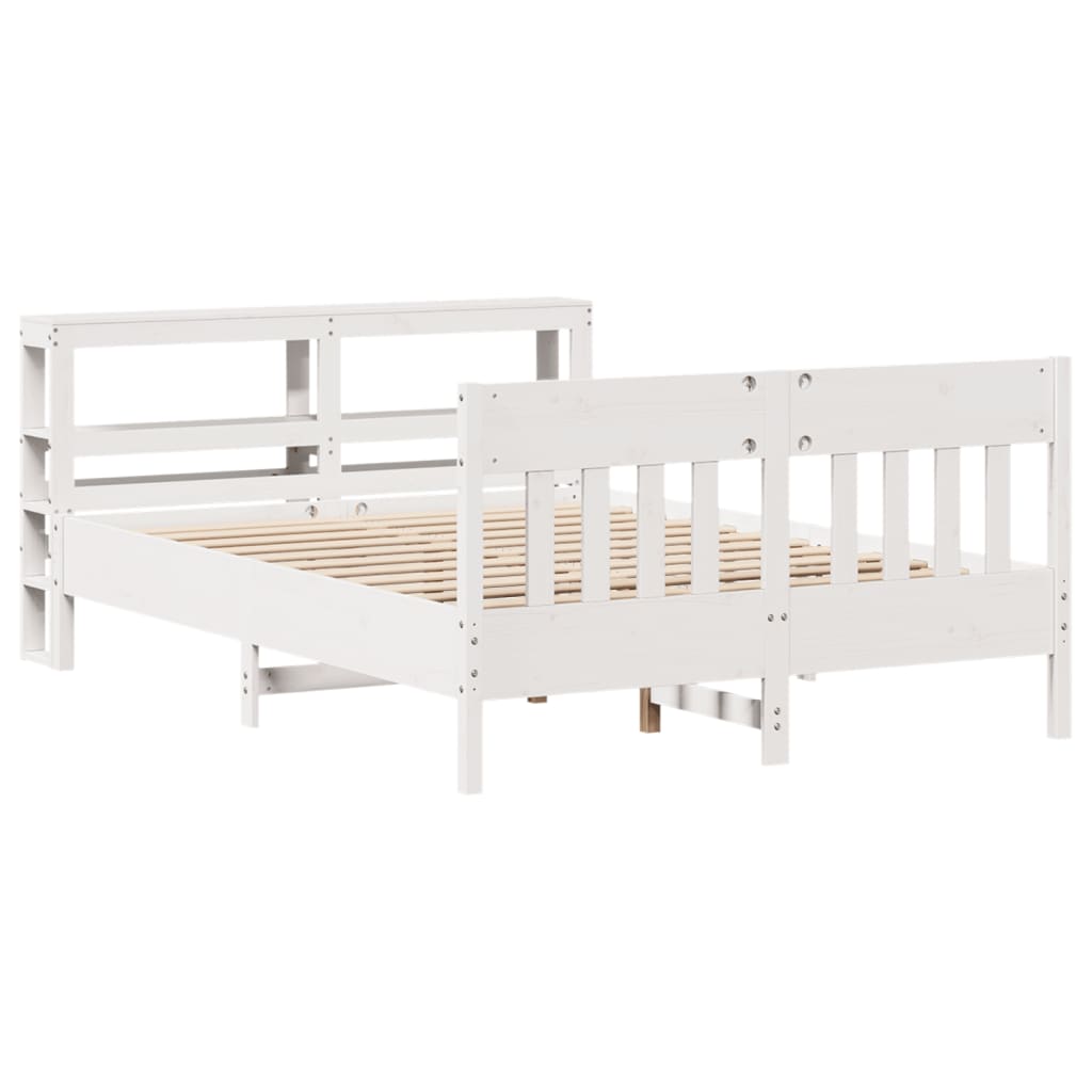vidaXL Bed Frame without Mattress White 150x200 cm King Size Solid Wood Pine