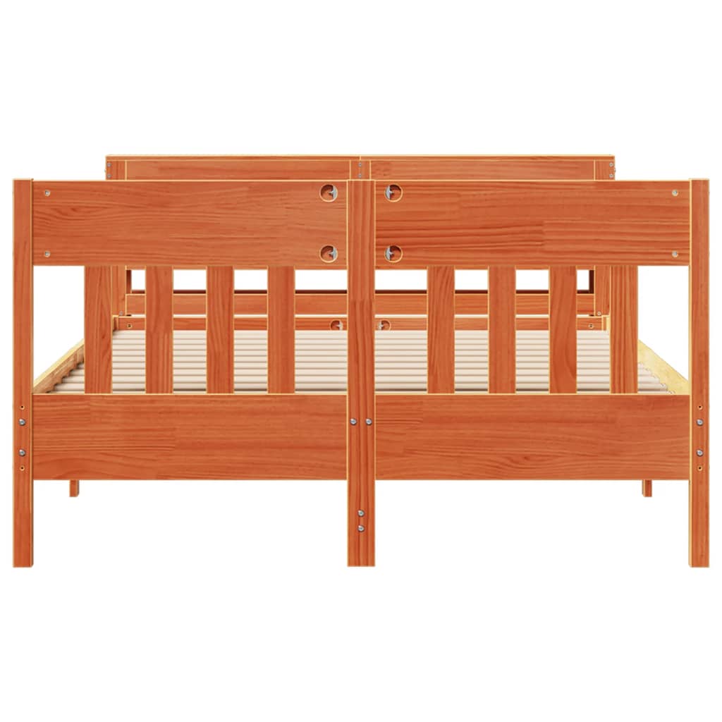 vidaXL Bed Frame without Mattress Wax Brown 150x200 cm King Size Solid Wood Pine