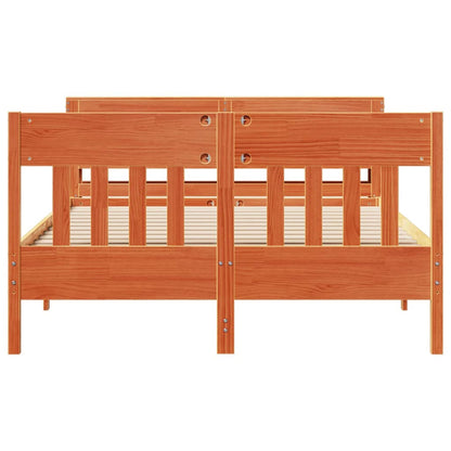vidaXL Bed Frame without Mattress Wax Brown 150x200 cm King Size Solid Wood Pine
