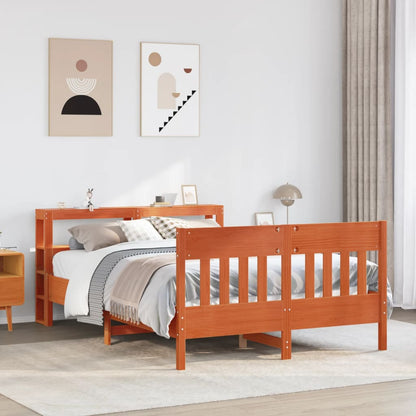 vidaXL Bed Frame without Mattress Wax Brown 150x200 cm King Size Solid Wood Pine