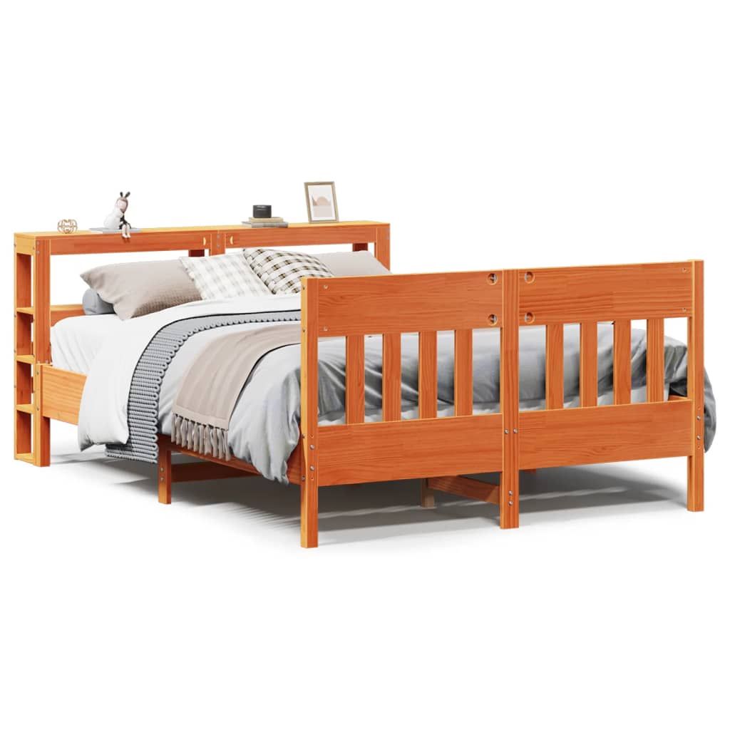 vidaXL Bed Frame without Mattress Wax Brown 140x200 cm Solid Wood Pine