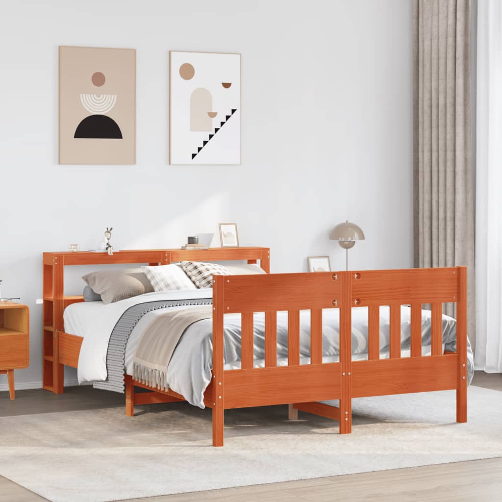 vidaXL Bed Frame without Mattress Wax Brown 140x200 cm Solid Wood Pine