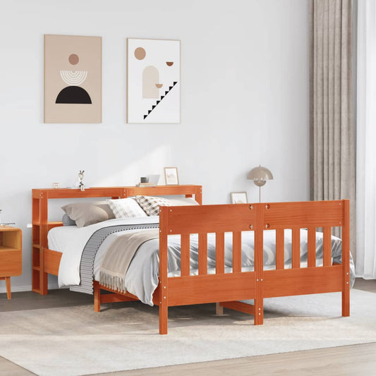 vidaXL Bed Frame without Mattress Wax Brown 120x200 cm Solid Wood Pine
