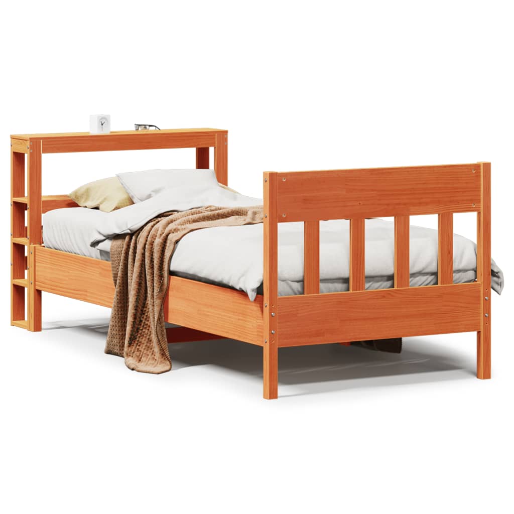 vidaXL Bed Frame without Mattress Wax Brown 100x200 cm Solid Wood Pine