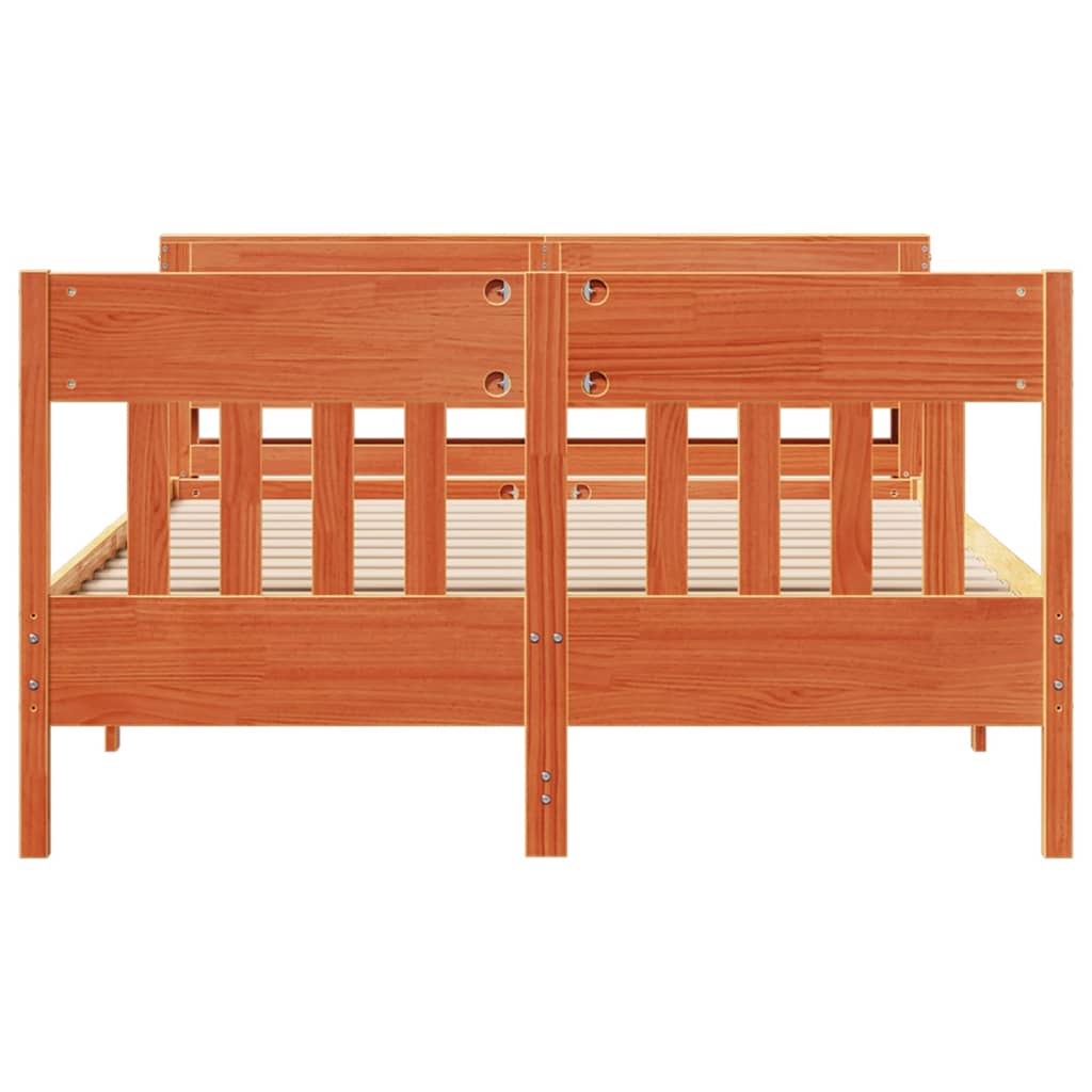 vidaXL Bed Frame without Mattress Wax Brown 140x190 cm Solid Wood Pine