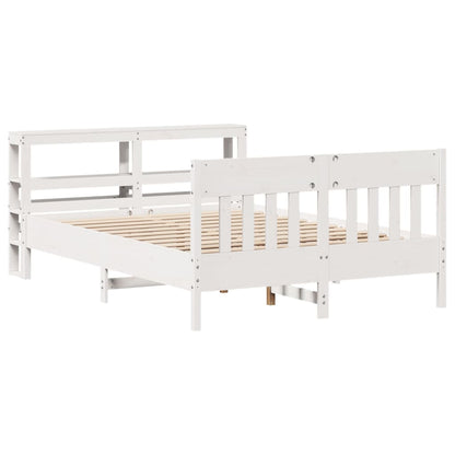 vidaXL Bed Frame without Mattress White 135x190 cm Double Solid Wood Pine