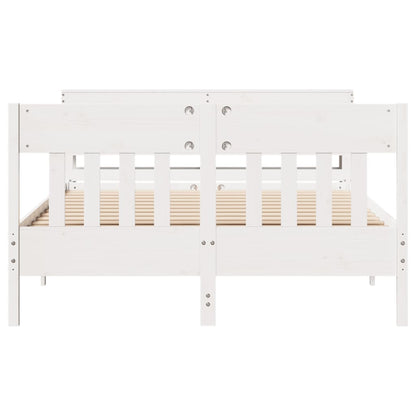 vidaXL Bed Frame without Mattress White 135x190 cm Double Solid Wood Pine