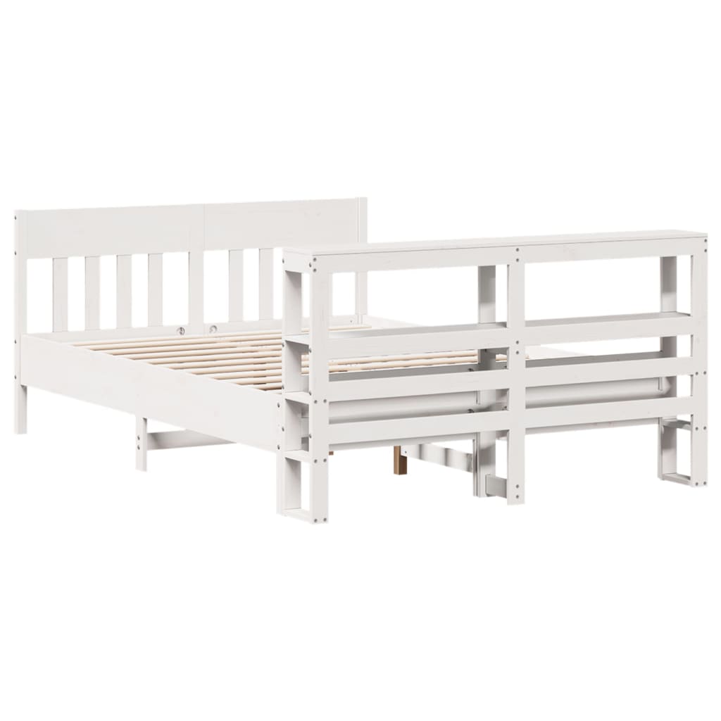 vidaXL Bed Frame without Mattress White 135x190 cm Double Solid Wood Pine