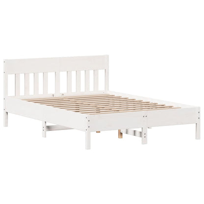 vidaXL Bed Frame without Mattress White 135x190 cm Double Solid Wood Pine