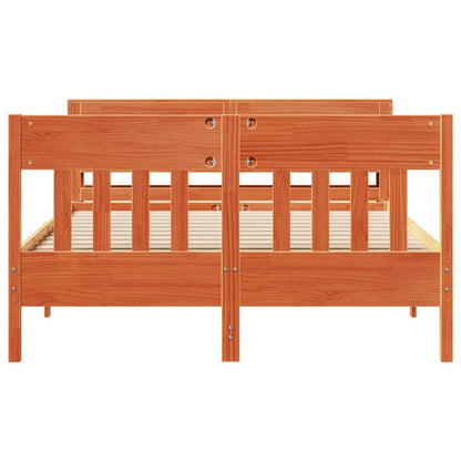 vidaXL Bed Frame without Mattress Wax Brown 135x190 cm Double Solid Wood Pine