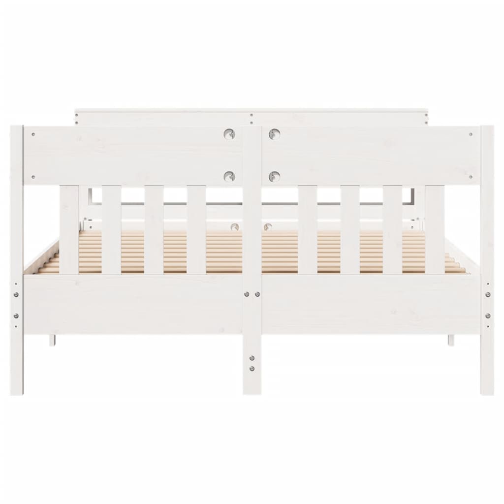 vidaXL Bed Frame without Mattress White 120x190 cm Small Double Solid Wood Pine