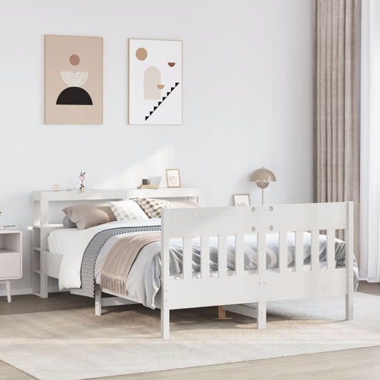 vidaXL Bed Frame without Mattress White 120x190 cm Small Double Solid Wood Pine