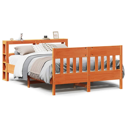 vidaXL Bed Frame without Mattress Wax Brown 120x190 cm Small Double Solid Wood Pine