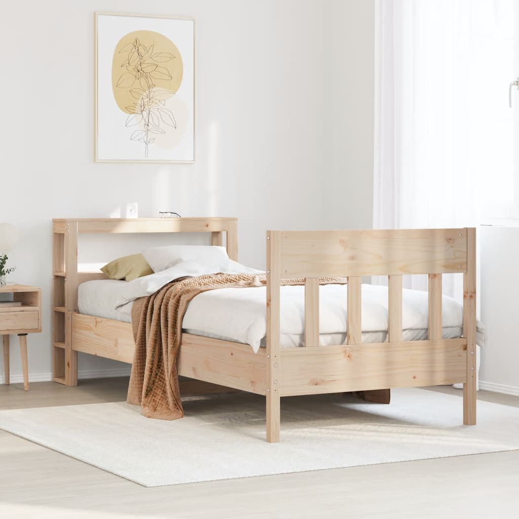 vidaXL Bed Frame without Mattress 75x190 cm Small Single Solid Wood Pine