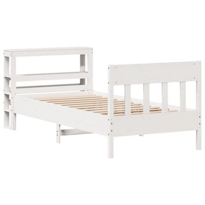 vidaXL Bed Frame without Mattress White 75x190 cm Small Single Solid Wood Pine