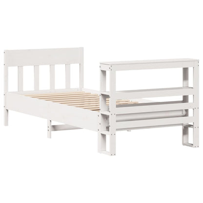 vidaXL Bed Frame without Mattress White 75x190 cm Small Single Solid Wood Pine