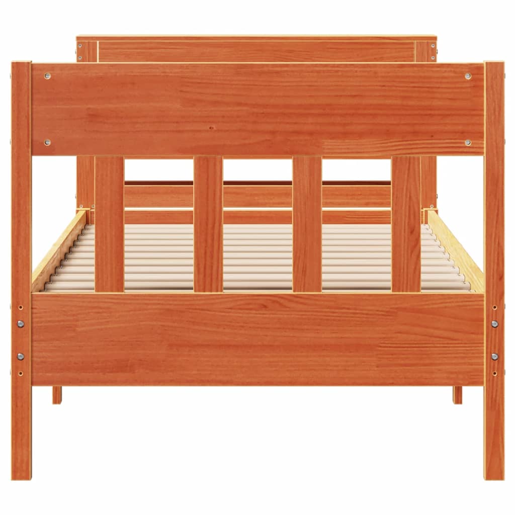 vidaXL Bed Frame without Mattress Wax Brown 75x190 cm Small Single Solid Wood Pine