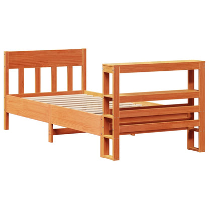 vidaXL Bed Frame without Mattress Wax Brown 75x190 cm Small Single Solid Wood Pine