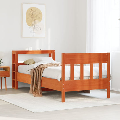 vidaXL Bed Frame without Mattress Wax Brown 75x190 cm Small Single Solid Wood Pine