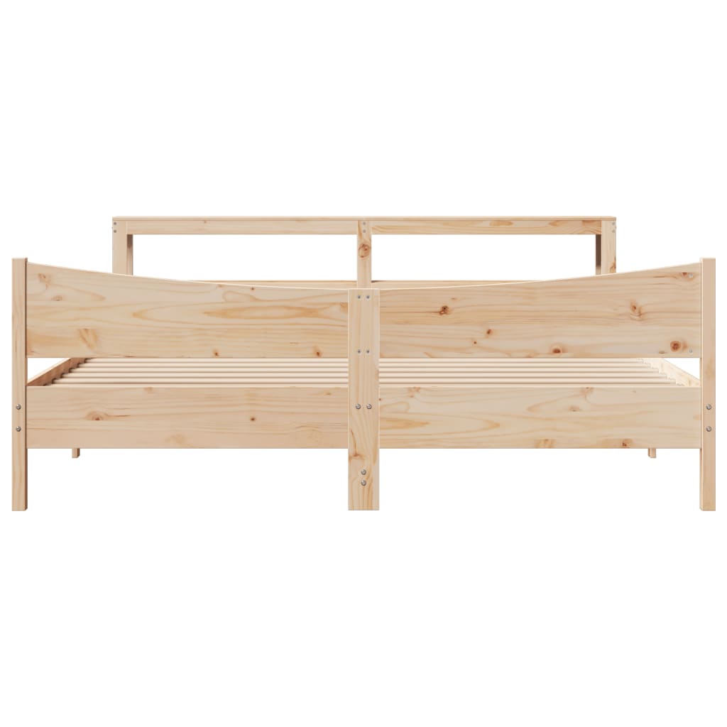 vidaXL Bed Frame with Headboard 200x200 cm Solid Wood Pine