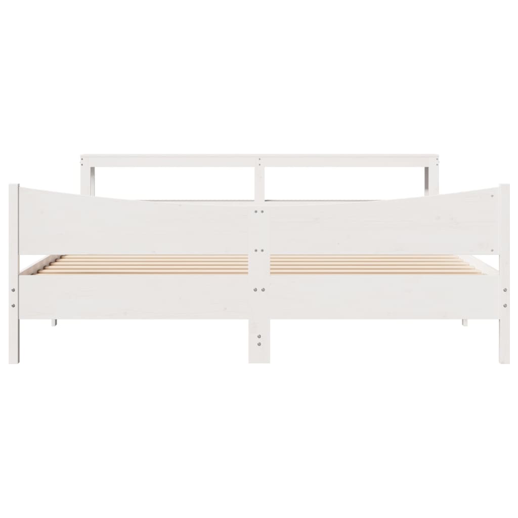 vidaXL Bed Frame with Headboard White 200x200 cm Solid Wood Pine