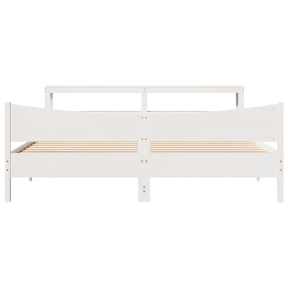 vidaXL Bed Frame with Headboard White 200x200 cm Solid Wood Pine