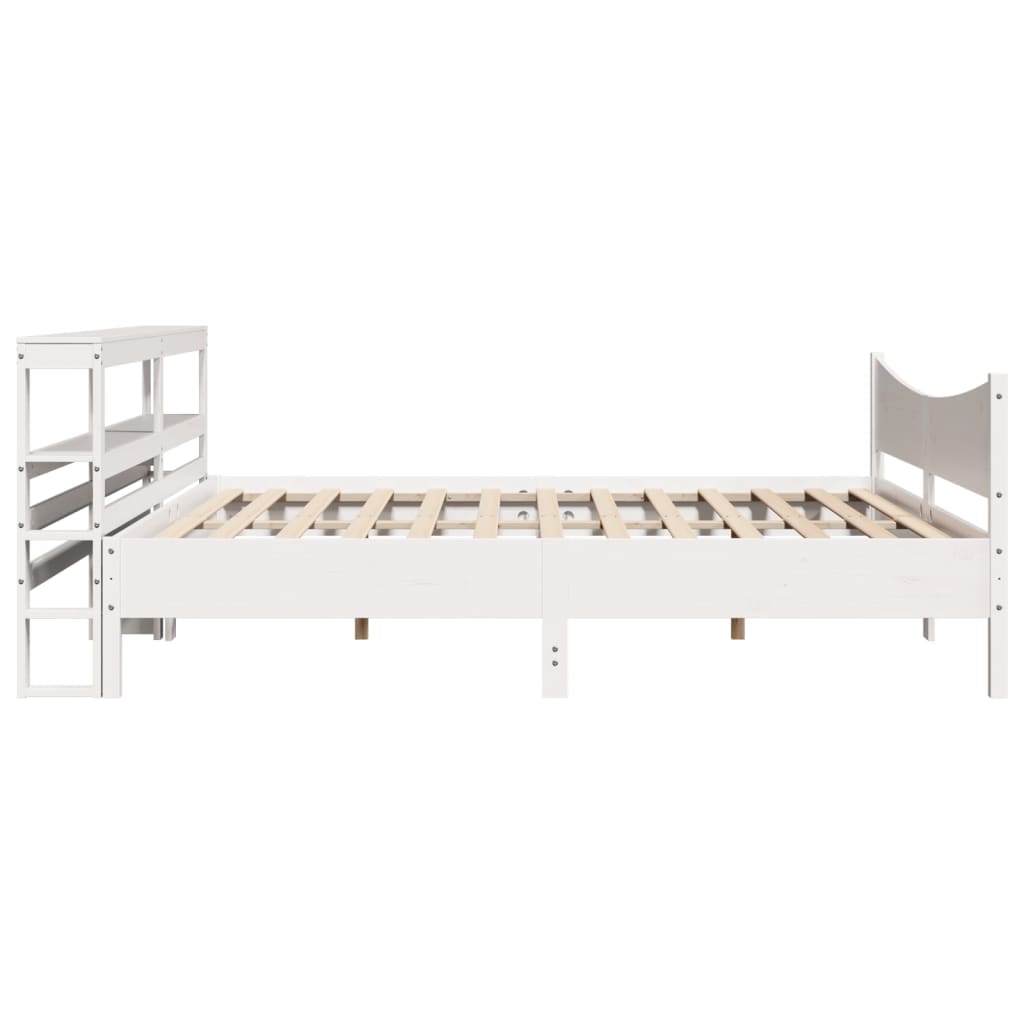 vidaXL Bed Frame with Headboard White 200x200 cm Solid Wood Pine