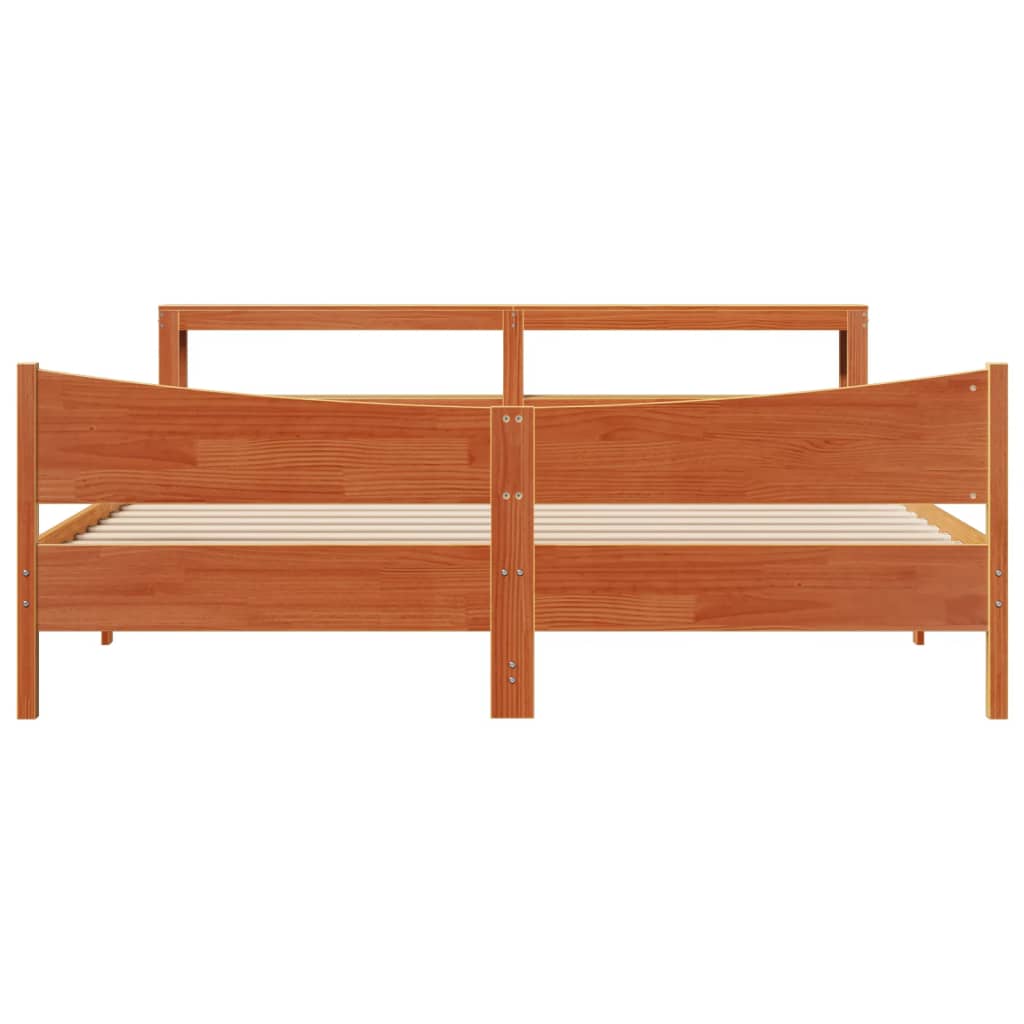 vidaXL Bed Frame with Headboard Wax Brown 200x200 cm Solid Wood Pine