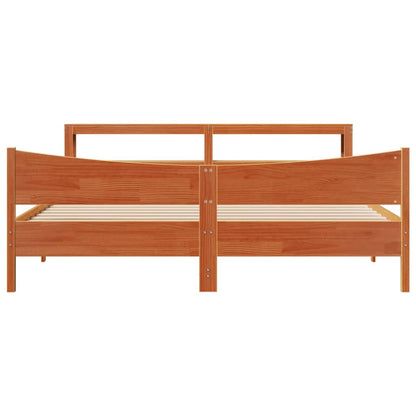 vidaXL Bed Frame with Headboard Wax Brown 200x200 cm Solid Wood Pine