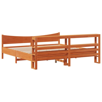 vidaXL Bed Frame with Headboard Wax Brown 200x200 cm Solid Wood Pine