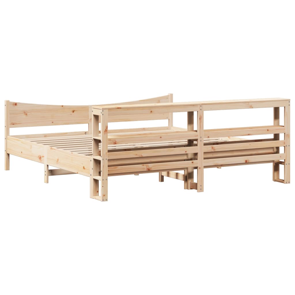 vidaXL Bed Frame with Headboard 180x200 cm Super King Solid Wood Pine