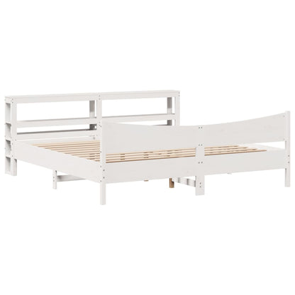 vidaXL Bed Frame with Headboard White 180x200 cm Super King Solid Wood Pine