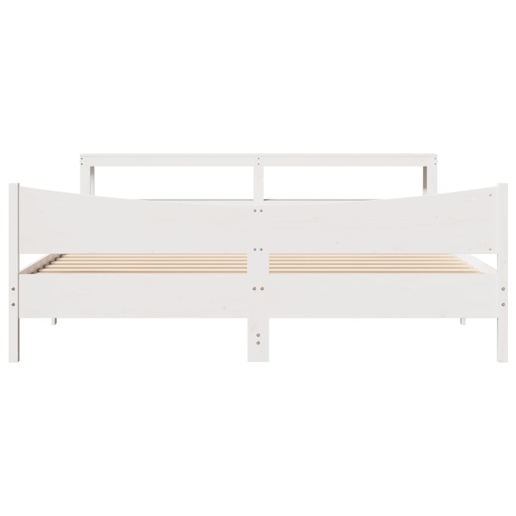 vidaXL Bed Frame with Headboard White 180x200 cm Super King Solid Wood Pine
