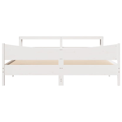 vidaXL Bed Frame with Headboard White 180x200 cm Super King Solid Wood Pine