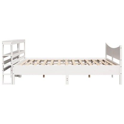 vidaXL Bed Frame with Headboard White 180x200 cm Super King Solid Wood Pine