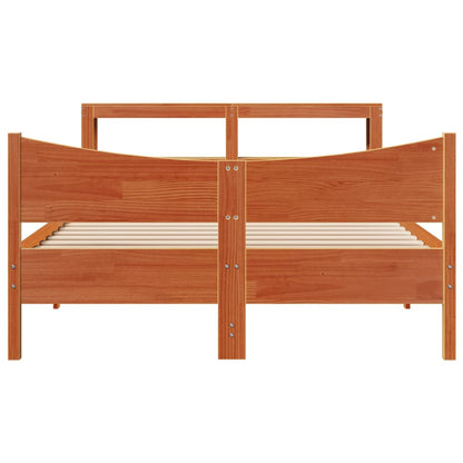 vidaXL Bed Frame with Headboard Wax Brown 160x200 cm Solid Wood Pine