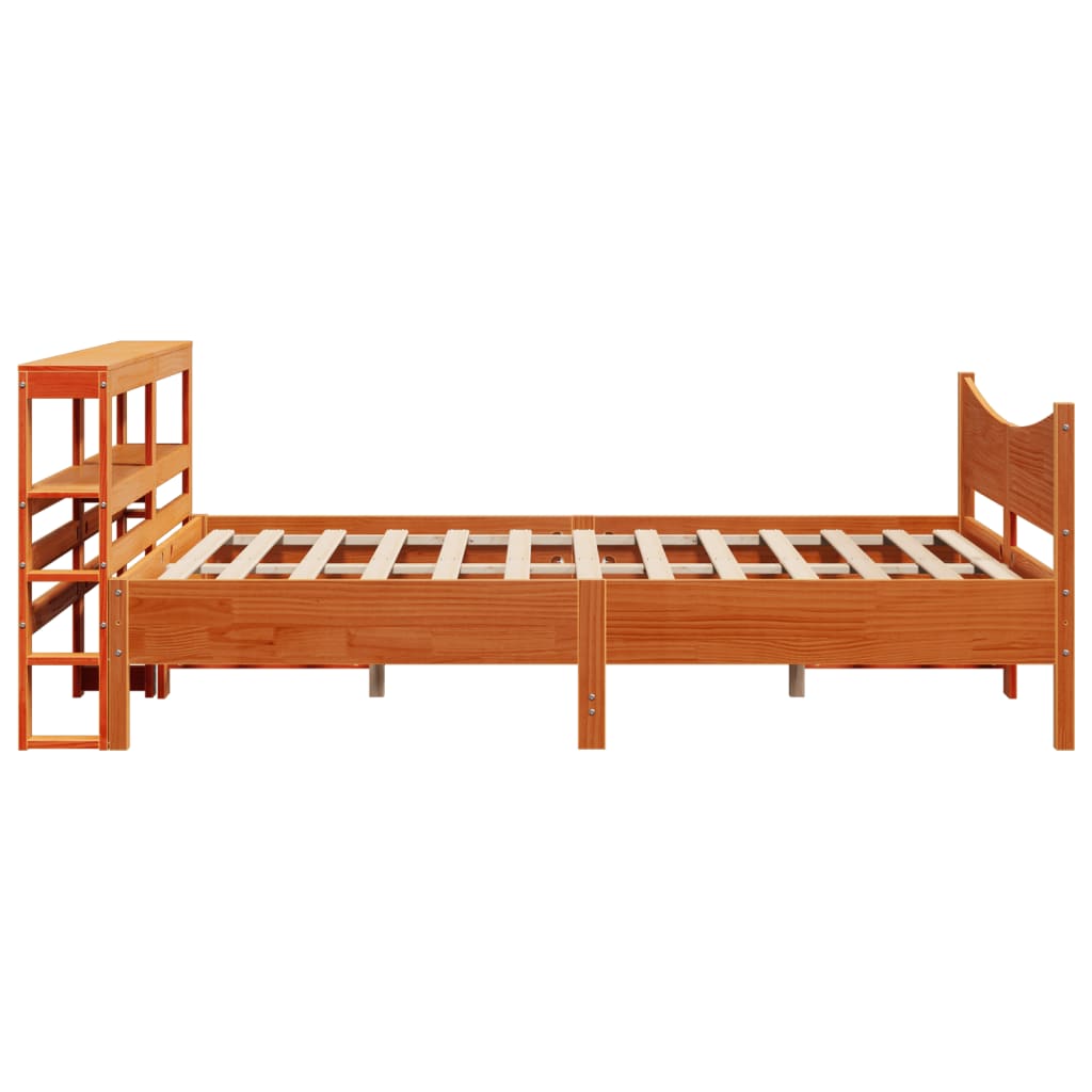 vidaXL Bed Frame with Headboard Wax Brown 160x200 cm Solid Wood Pine