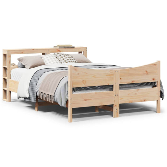 vidaXL Bed Frame with Headboard 150x200 cm King Size Solid Wood Pine