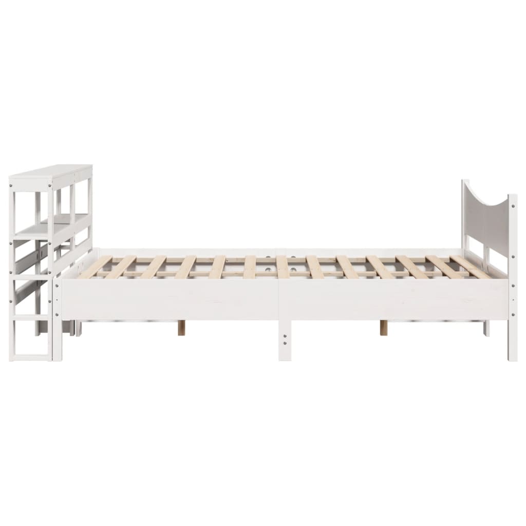 vidaXL Bed Frame with Headboard White 150x200 cm King Size Solid Wood Pine