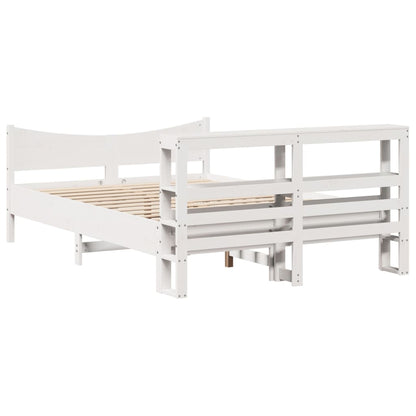 vidaXL Bed Frame with Headboard White 150x200 cm King Size Solid Wood Pine