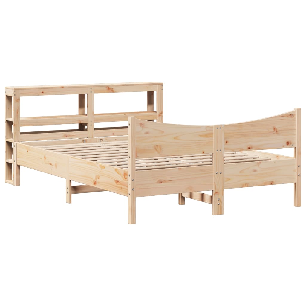vidaXL Bed Frame with Headboard 140x200 cm Solid Wood Pine