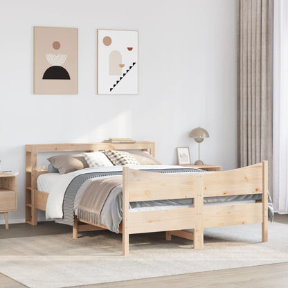 vidaXL Bed Frame with Headboard 140x200 cm Solid Wood Pine