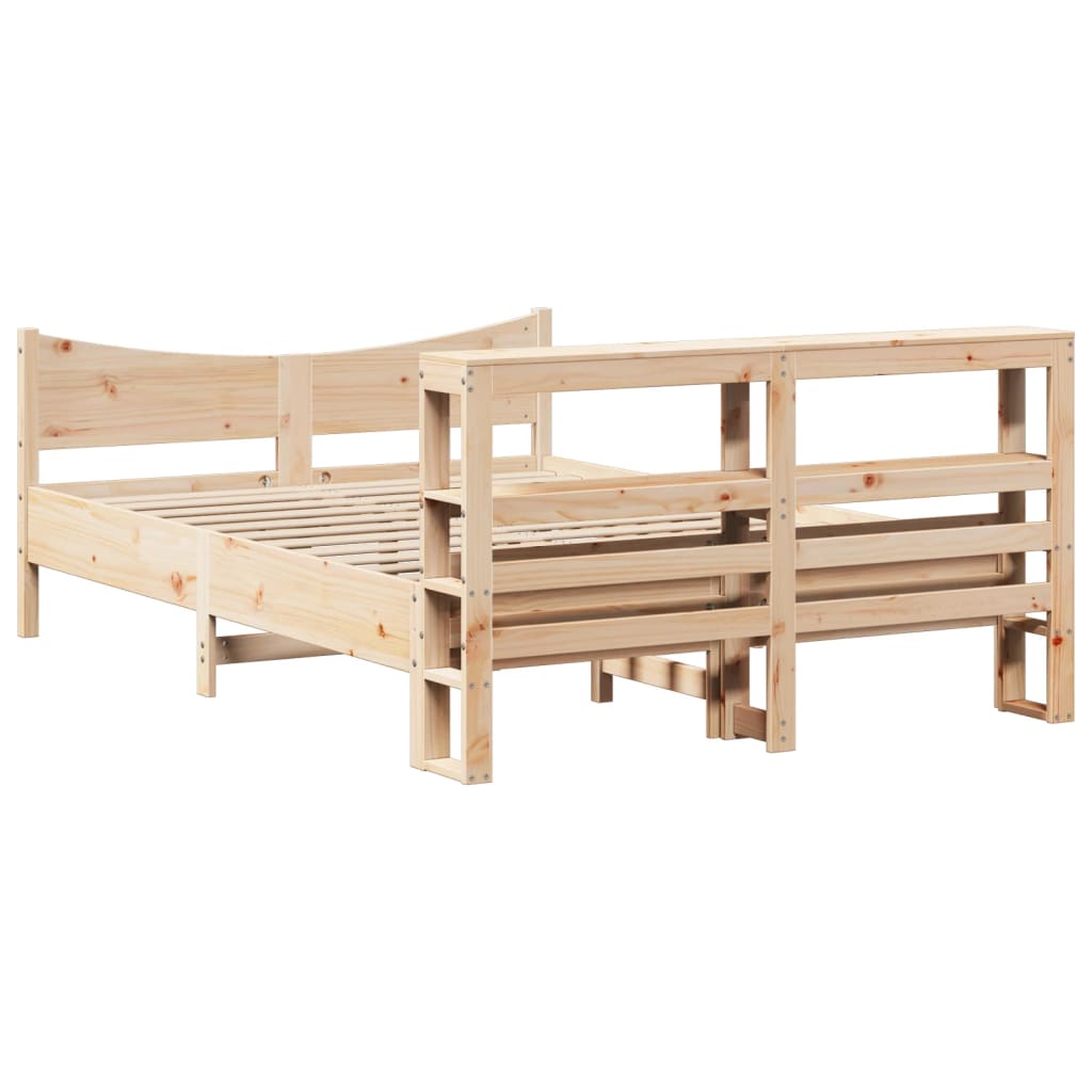 vidaXL Bed Frame with Headboard 140x200 cm Solid Wood Pine